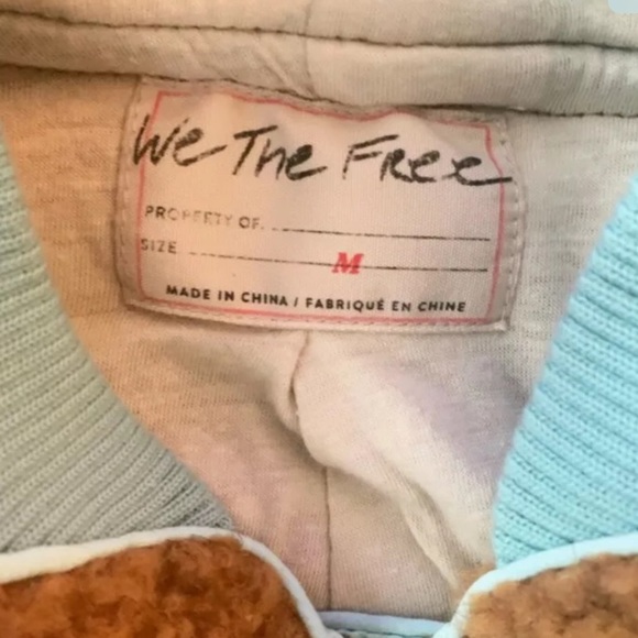 $168 Free People Teddy Bear Jacket Medium 8 10 Amber + Blue Blade Collar Pockets - Picture 12 of 16